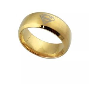 Stainless steel Superman logo gold wedding ring